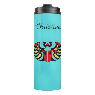 Colourful Abstract Scarab Beetle Insect Aqua Blue Thermal Tumbler