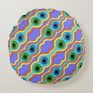 Colourful Abstract Seamless Hand Drawn Pattern Round Cushion