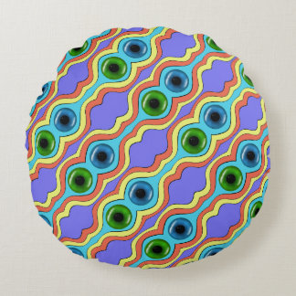 Colourful Abstract Seamless Hand Drawn Pattern Round Cushion