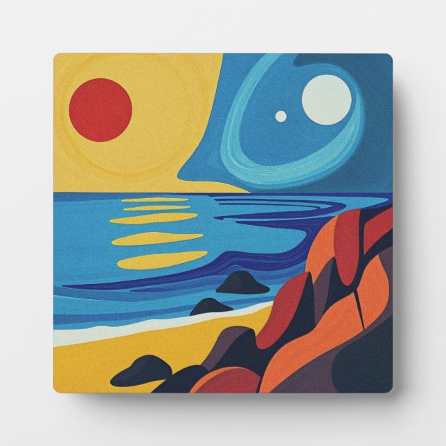 Colourful Abstract Seascape Art Plaque (Front)