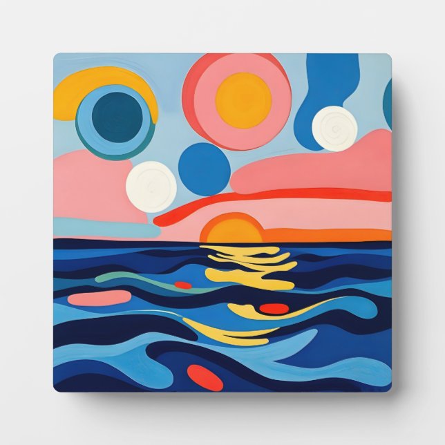 Colourful Abstract Seascape Art Plaque (Front)