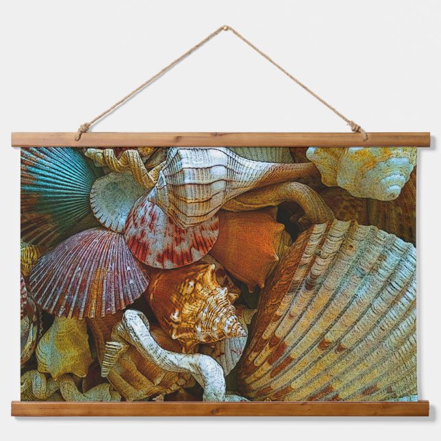 Colourful Abstract Seashells Hanging Tapestry (Front)
