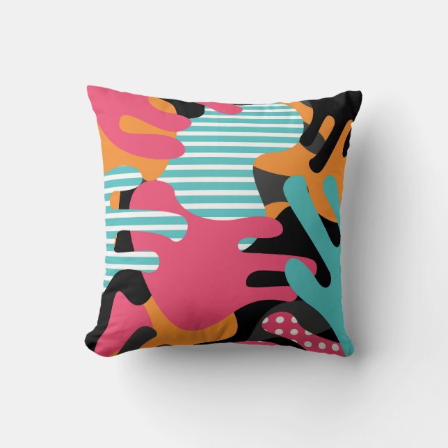 Colourful Abstract Shapes and Dots Cushion (Front)