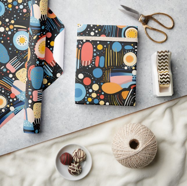 Colourful abstract shapes and dots seamless patter wrapping paper (Crafts)