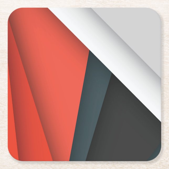 Colourful Abstract Shapes and Lines Square Paper Coaster (Front)