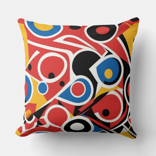 Colourful Abstract Shapes Cushion (Front)