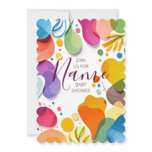 Colourful Abstract Shapes Floral Boho Baby Shower