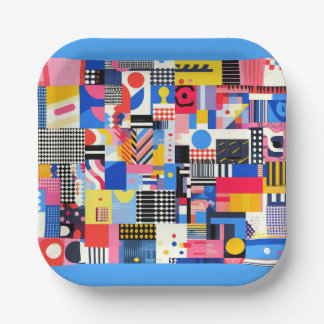 Colourful abstract shapes for party paper plate