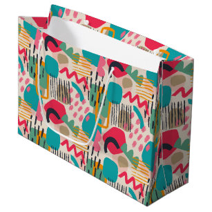 Colourful abstract shapes grunge pattern large gift bag