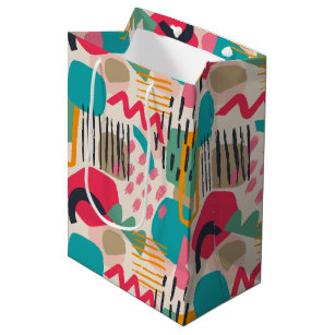 Colourful abstract shapes grunge pattern medium gift bag