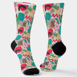 Colourful abstract shapes grunge pattern socks