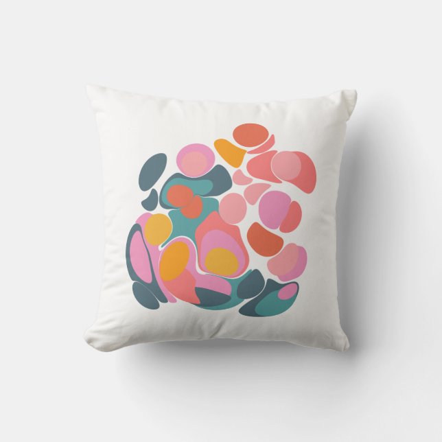 Colourful Abstract Shapes in Teal Pink and Yellow  Cushion (Front)