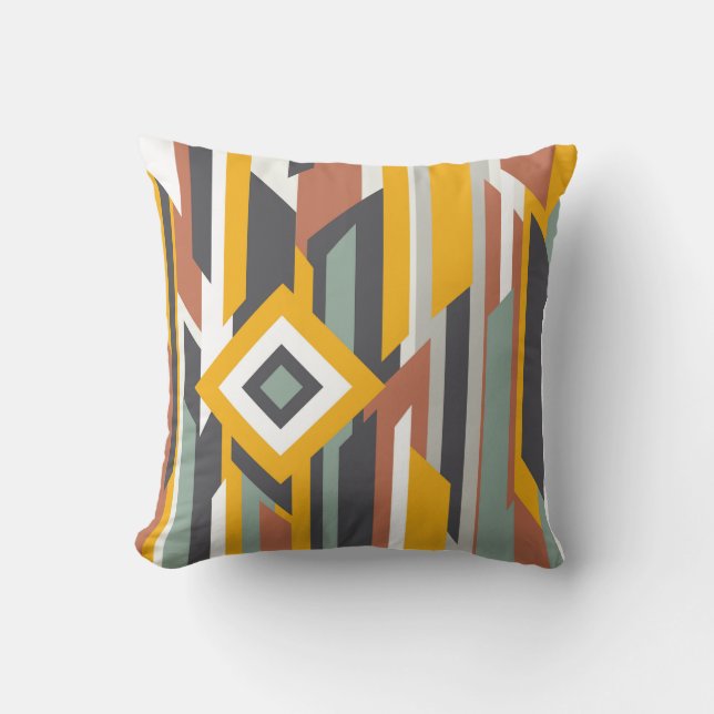 Colourful Abstract Shapes, Lines & Boxes Cushion (Front)