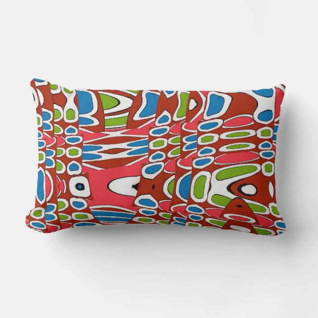 Colourful Abstract Shapes Lumbar Cushion (Front)