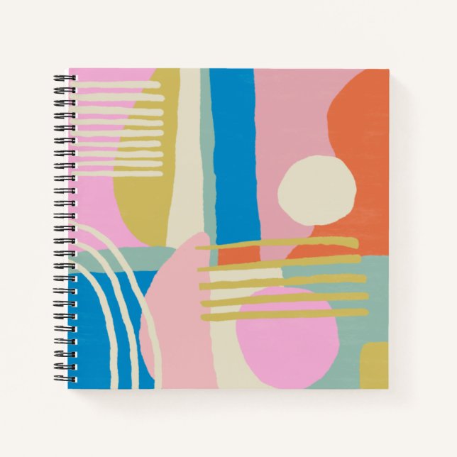 Colourful Abstract Shapes Modern Unique Creative Notebook (Front)