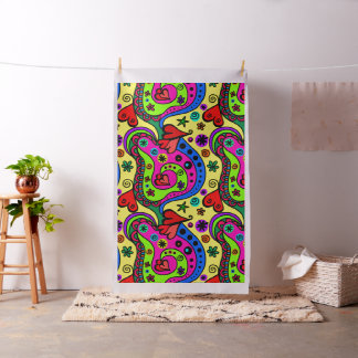 Colourful abstract shapes psychedelic art fabric