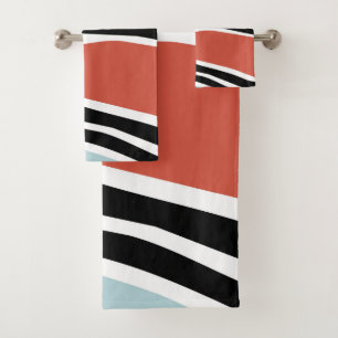 Colourful abstract shapes with zebra print design bath towel set