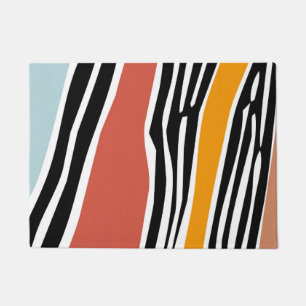 Colourful abstract shapes with zebra print design doormat