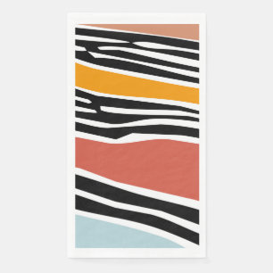 Colourful abstract shapes with zebra print design napkin