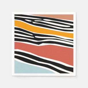 Colourful abstract shapes with zebra print design napkin