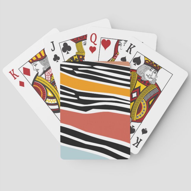 Colourful abstract shapes with zebra print design playing cards (Back)