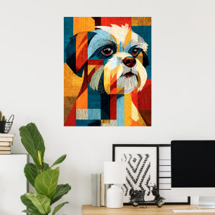 Colourful Abstract Shih Tzu Geometric Poster