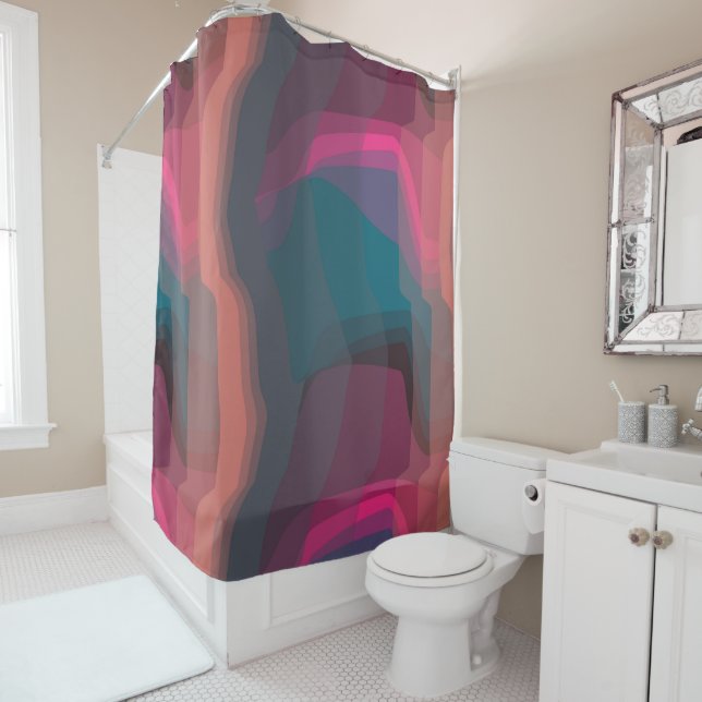 Colourful Abstract Shower Curtain (In Situ)