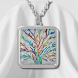 Colourful Abstract Silver Plated Necklace<br><div class="desc">This unique necklace is decorated with a colourful abstract mosaic design.
Original Mosaic © Michele Davies.</div>