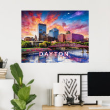 Colourful Abstract Skyline of Dayton, Ohio