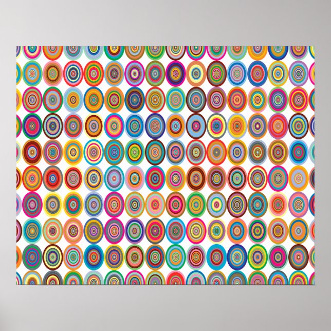 Colourful Abstract Small Concentric Circles Art Poster (Front)