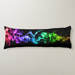 Colourful Abstract Smoke - A Rainbow in the Dark B Body Cushion