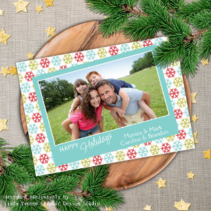 Colourful Abstract Snowflakes Happy Holidays Seaso Holiday Card