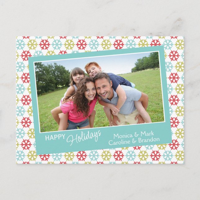 Colourful Abstract Snowflakes Happy Holidays Seaso Postcard (Front)