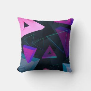 Colourful Abstract Solid & Hollow Triangles Cushion