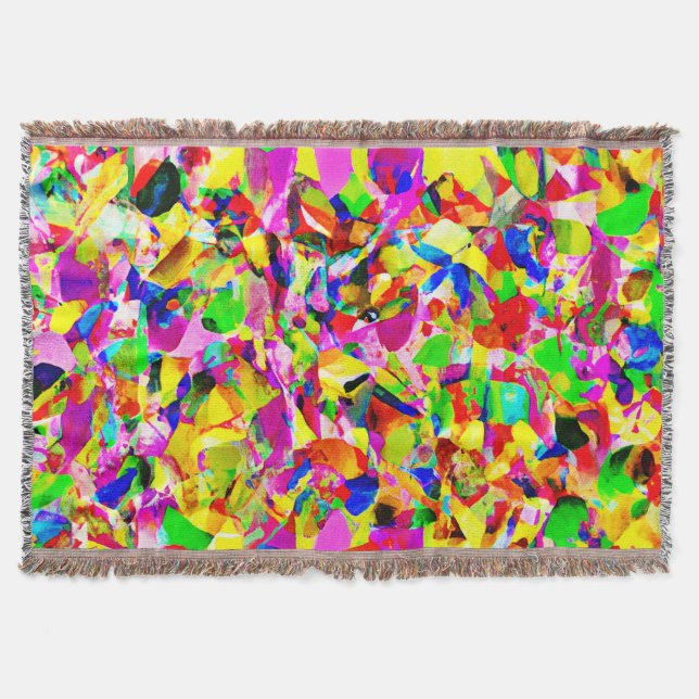 Colourful Abstract Spectrum Pattern Throw Blanket (Front)