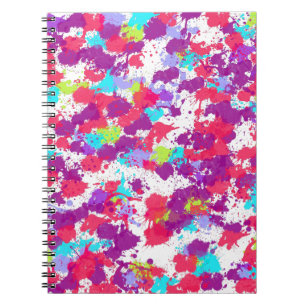 Colourful Abstract Splatter Paint, Red and Purple Notebook