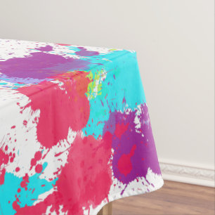 Colourful Abstract Splatter Paint, Red and Purple Tablecloth