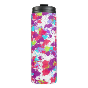 Colourful Abstract Splatter Paint, Red and Purple Thermal Tumbler