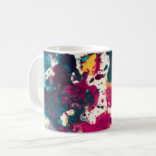 Colourful Abstract Splatter Paint Teal and Magenta Coffee Mug