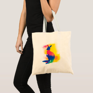 Colourful Abstract Spray Paint Kangaroo Silhouette Tote Bag