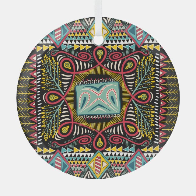 Colourful abstract: square pocket design. glass tree decoration (Front)