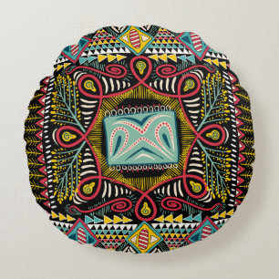 Colourful abstract: square pocket design. round cushion