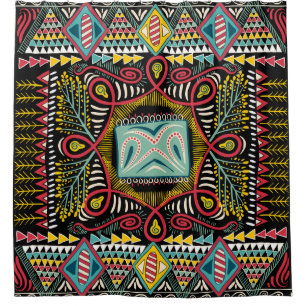 Colourful abstract: square pocket design. shower curtain