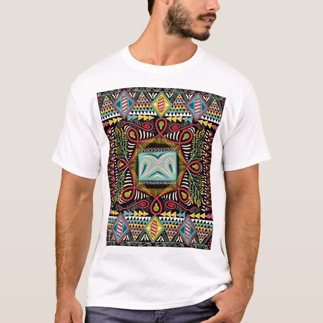 Colourful abstract: square pocket design. T-Shirt (Front)