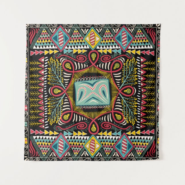 Colourful abstract: square pocket design. tapestry (Front)