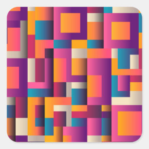 Colourful Abstract Squares and Geometric Shapes Square Sticker