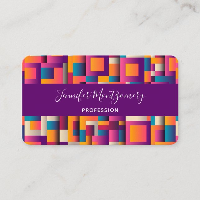 Colourful Abstract Squares and Shapes Business Card (Front)
