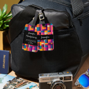Colourful Abstract Squares and Shapes Luggage Tag
