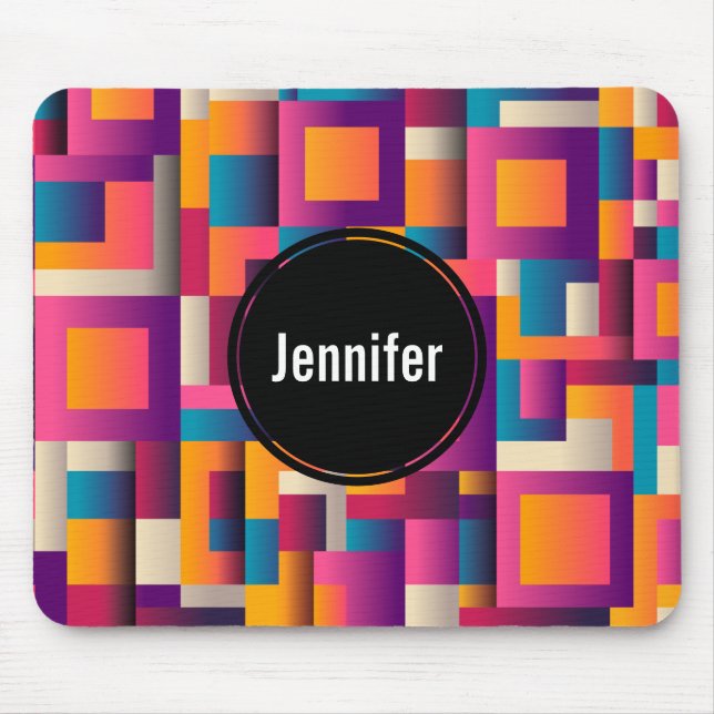 Colourful Abstract Squares and Shapes Mouse Mat (Front)