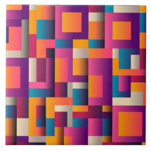Colourful Abstract Squares and Shapes Tile